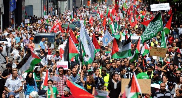 20 ألف متظاهر في بروكسل ينددون بالعدوان على غزة