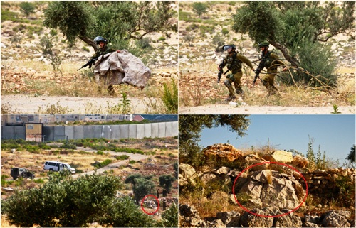 جيش الاحتلال يبني مجسمات جلدية شبيهة بالصخور لخداع المتظاهرين