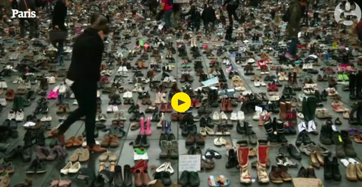 فيديو.. الأحذية بديلا عن التظاهر في فرنسا
