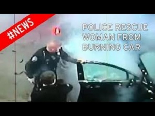 بالفيديو: إنقاذ مثير لسيدة من الموت داخل سيارتها