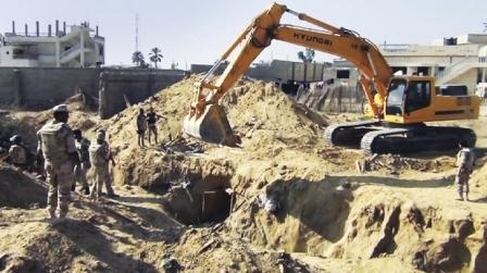 الجيش المصري يعلن تدمير 521 فتحة نفق على الحدود مع غزة