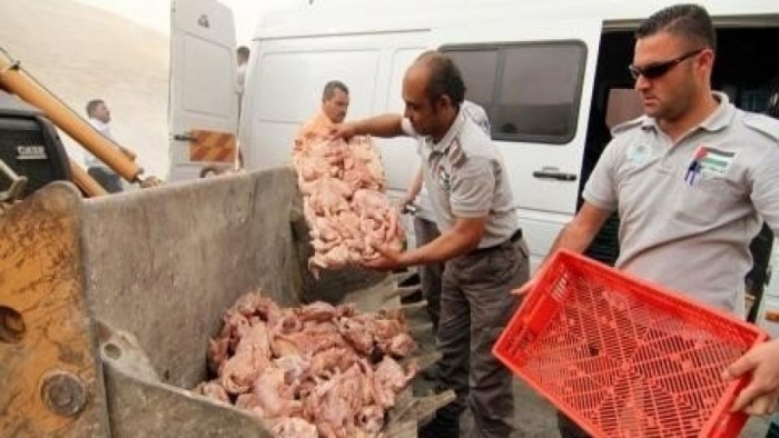 إتلاف 200 كغم لحوم دجاج ومواد تموينية منتهية الصلاحية في اريحا
