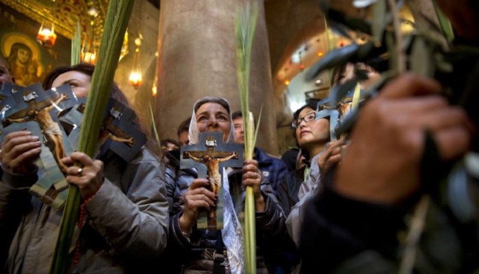 الكنائس المسيحية الغربية في بيت لحم تحتفل بأحد الشعانين  
