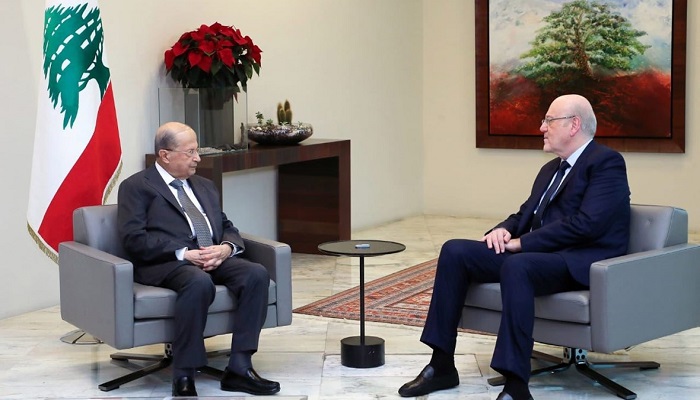 قبل زيارة الوسيط الأمريكي.. رئيس لبنان يلتقى ميقاتي ويعرض معه الموقف من ترسيم الحدود مع إسرائيل