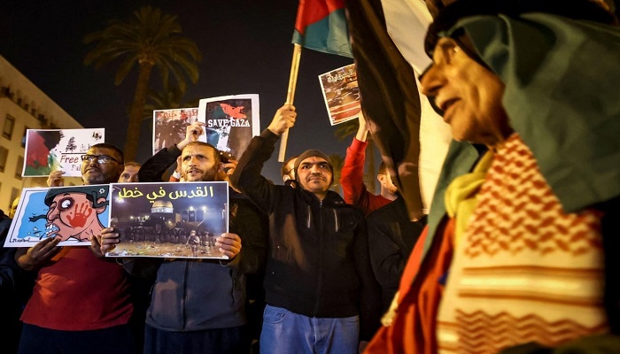 الجبهة المغربية لدعم فلسطين وضد التطبيع تنظم مظاهرة تضامنًا مع فلسطين