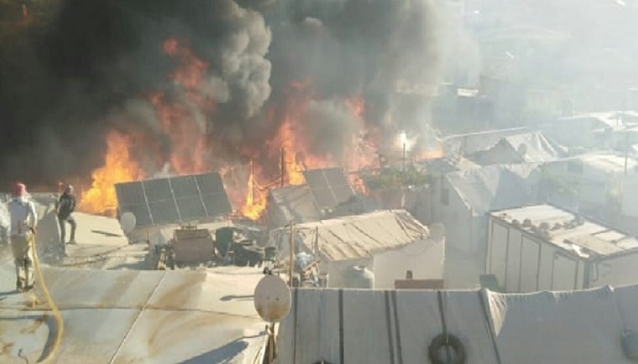 حريق يلتهم مخيما للنازحين السوريين في لبنان 