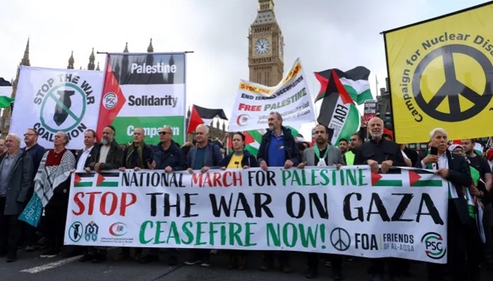 ناشطون مناصرون لفلسطين يستعدون لمسيرات ضخمة في الثاني من آذار المقبل لوقف الحرب  
